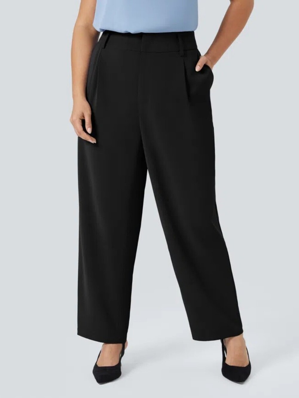NEW w/ Tags Halara Flex Pull-On Pleated Pant Sz XL Black High Waist Wide Leg NWT